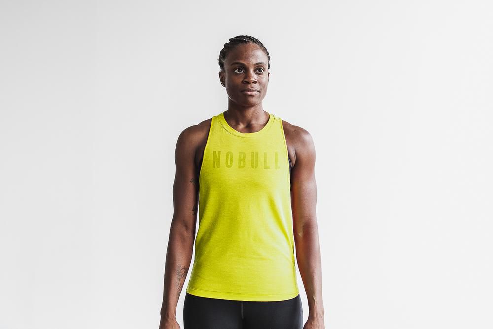 NOBULL Women's High-Neck Tank Tops - Neon Yellow - Ireland (5036ZYAKC)